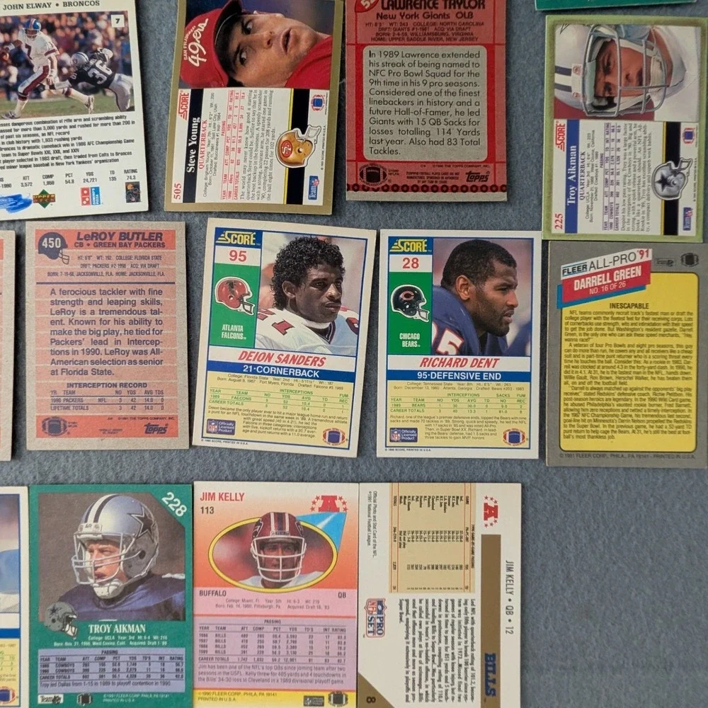 Topps Score Fleer Football Cards Lot Aikman Jackson Sanders Elway